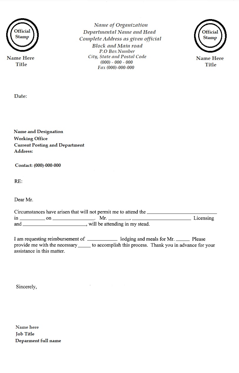 Reimbursement Letter Template