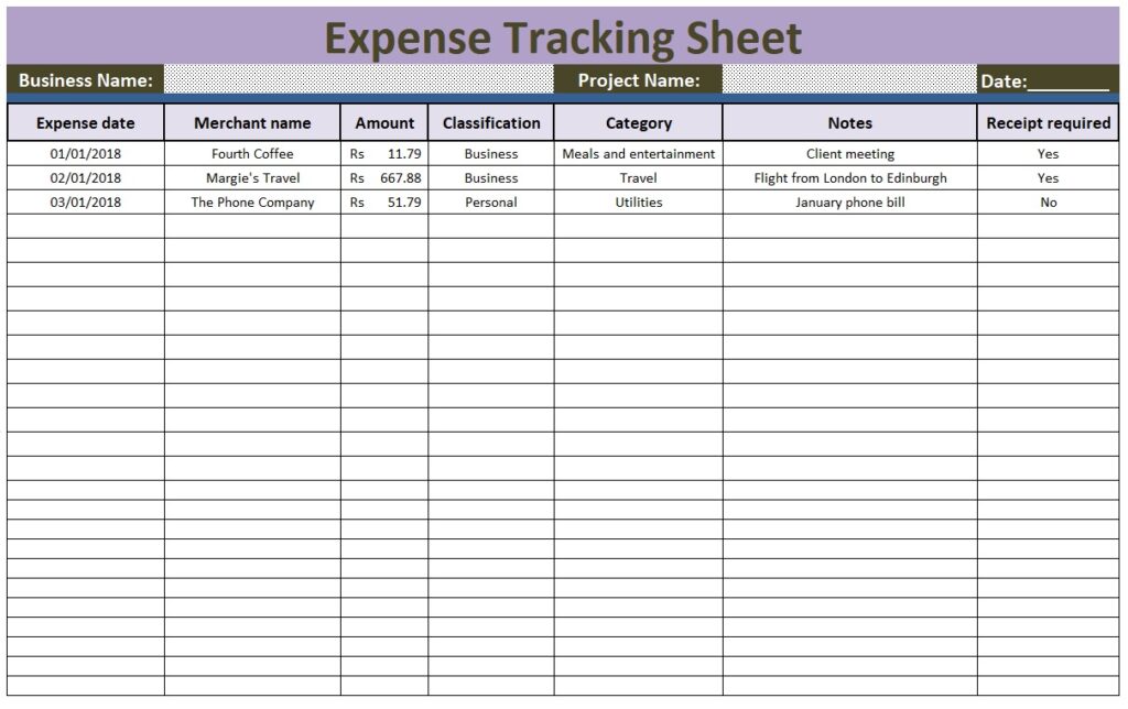 Expense Tracking Sheet Template Free Word And Excel Templates 8831
