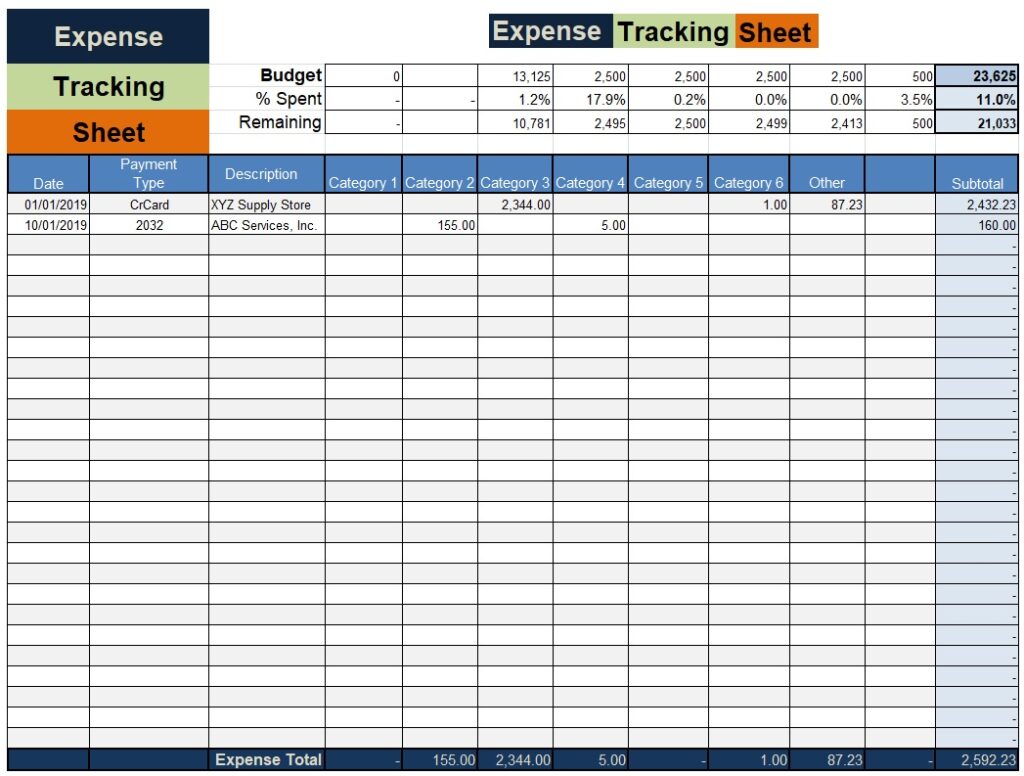 Expense Tracking Sheet Template | Free Word & Excel Templates