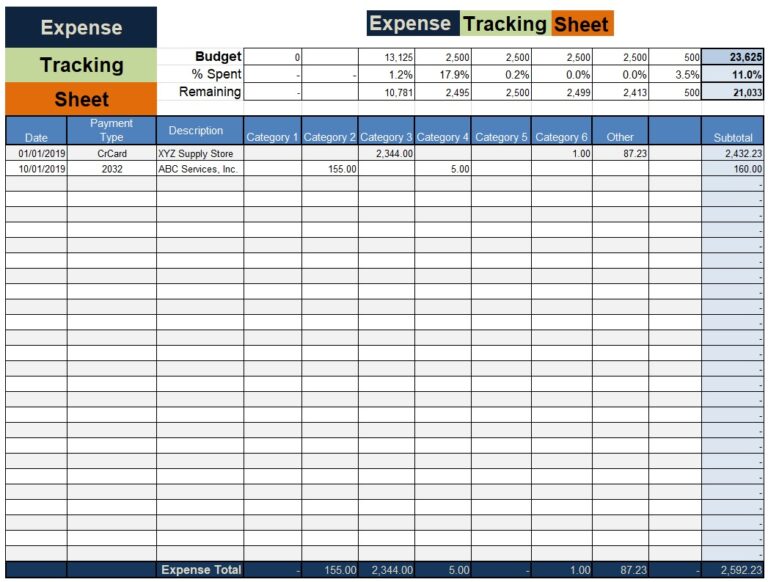 Expense Tracking Sheet Template Free Word Excel Templates