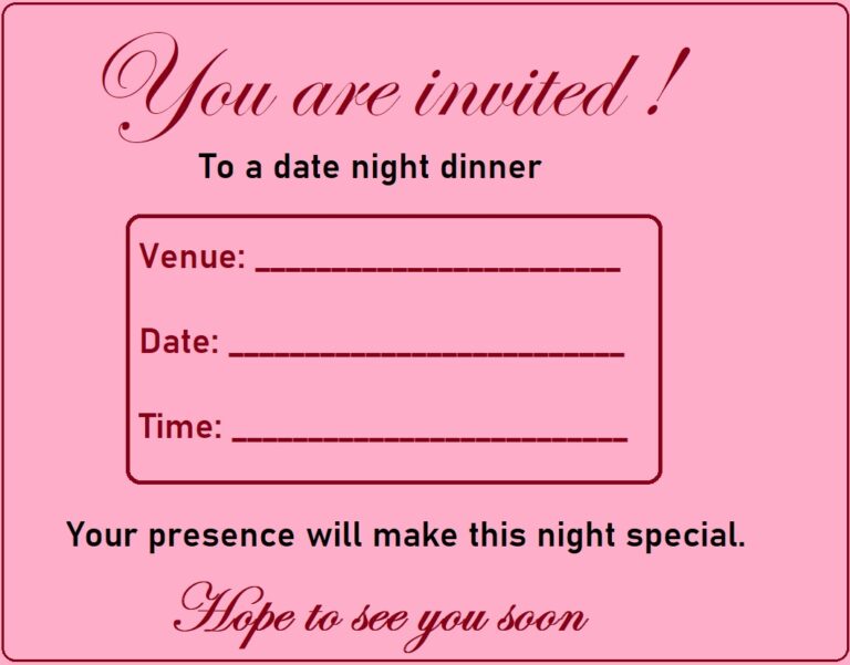 Date Night Invitation Template Free Word & Excel Templates