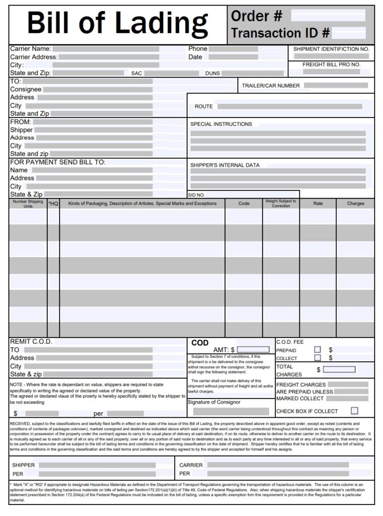 Bill Of Lading Template Importance And Benefits Free Word Excel