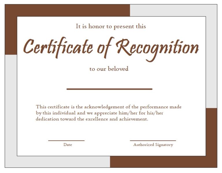 Certificate Of Recognition Template 