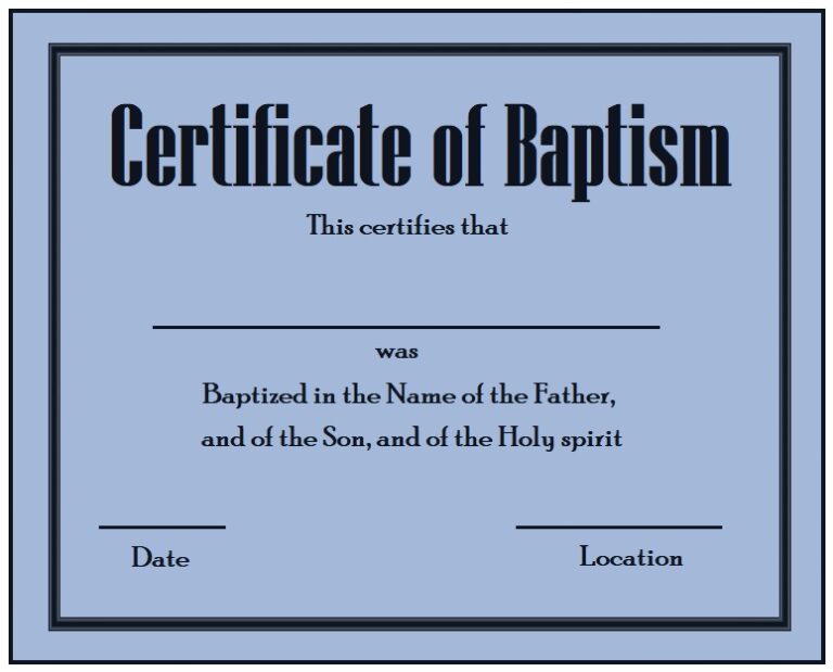 Baptism Certificate Template | Free Word & Excel Templates