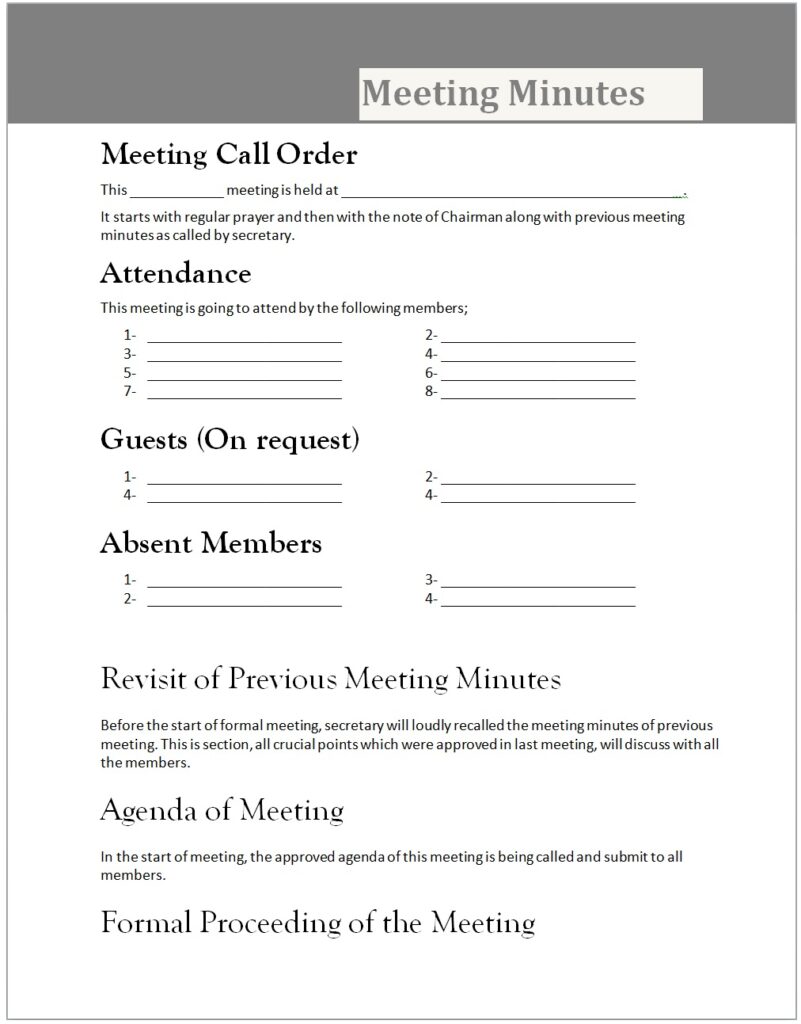 Meeting Minutes and Disadvantages | Free Word & Excel Templates