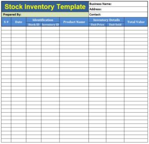 Printable Stock Inventory Template | Free Word & Excel Templates