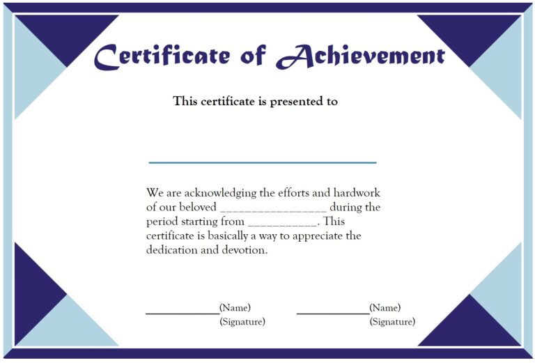 Printable Certificate of Achievement Template | Free Word & Excel Templates