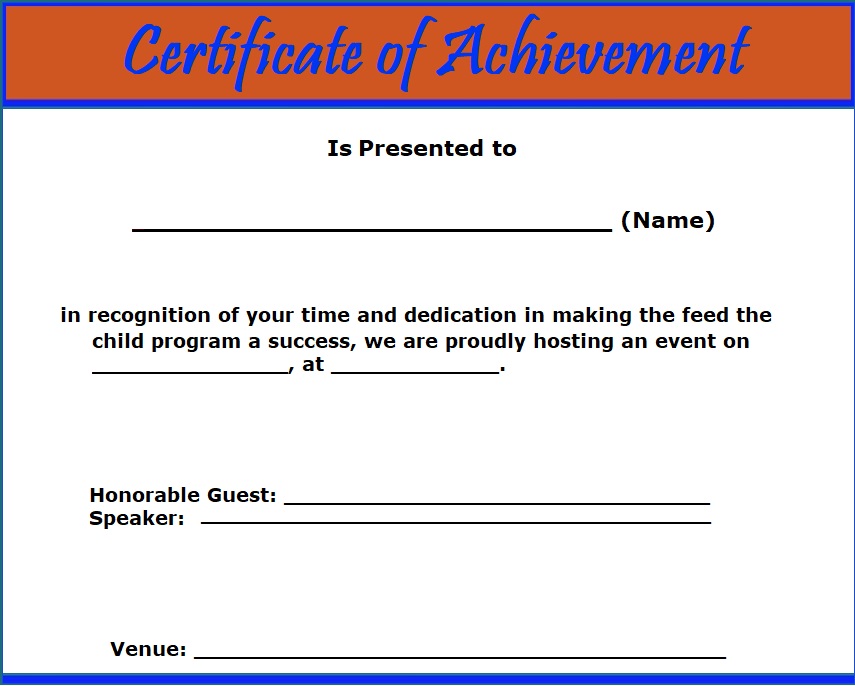 Certificate Of Achievement Template Free Word And Excel Templates 3276