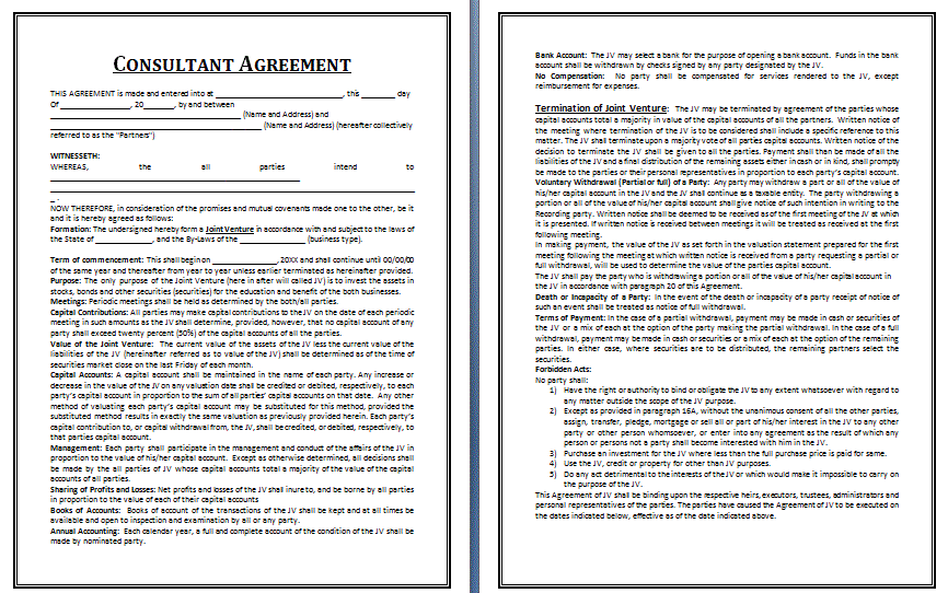 Consultant Agreement Template
