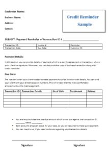 Credit Reminder Template | Free Word & Excel Templates