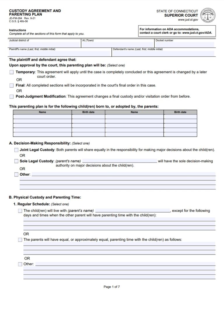 Professional Custody Agreement Template Free Word And Excel Templates 1643