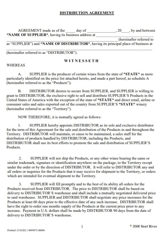 Exclusive Distribution Agreement Template MS Word | Free Word & Excel ...