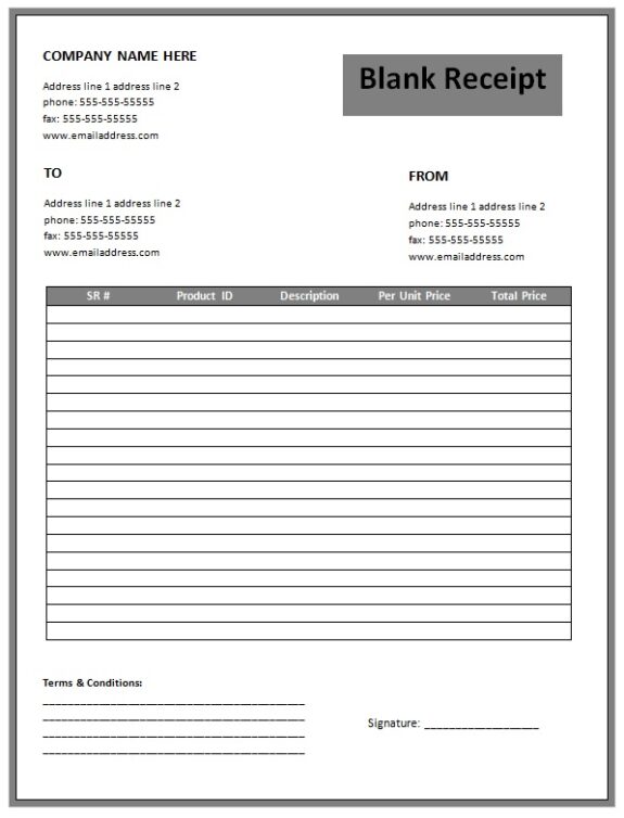 Blank Receipt Template 