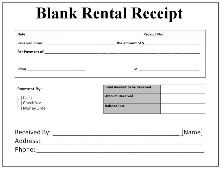 Blank Receipt Template 