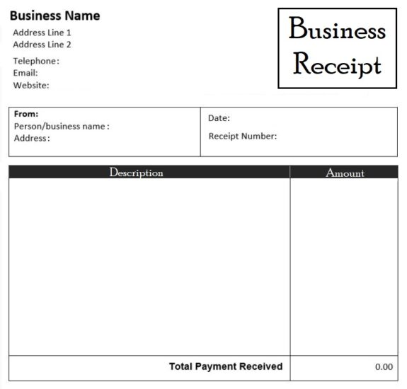 Blank Business Receipt Template | Free Word & Excel Templates