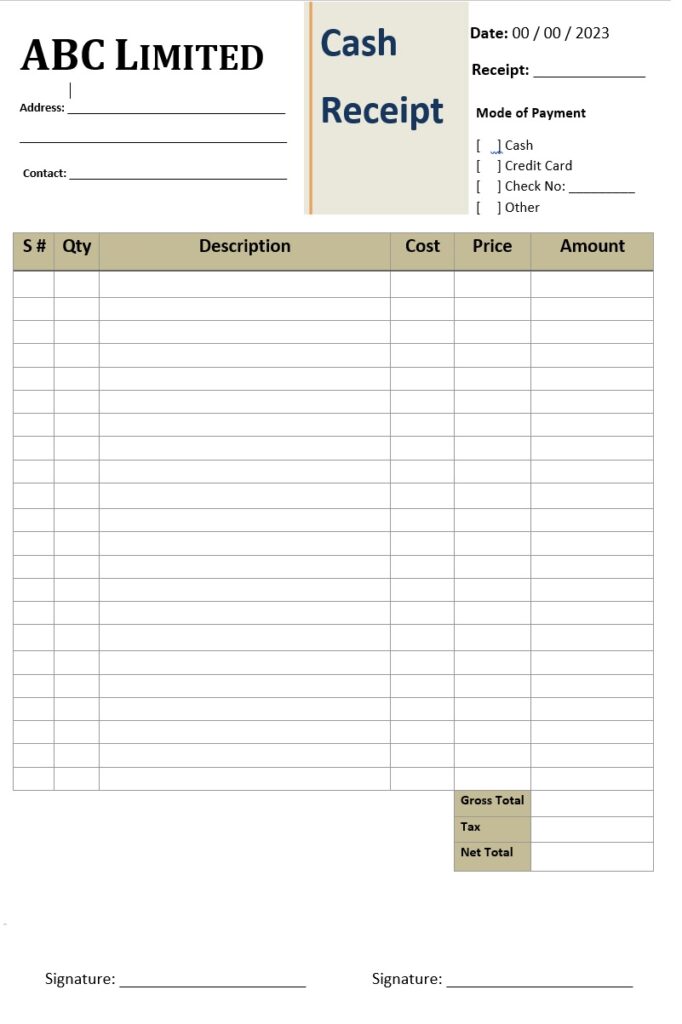 Cash Receipt Template Free Word Excel Templates