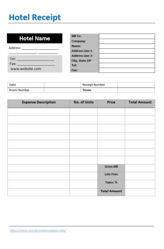 Free Hotel Receipt Template | Free Word & Excel Templates