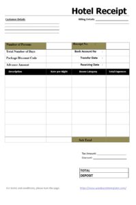 Hotel Receipt Template | Free Word & Excel Templates