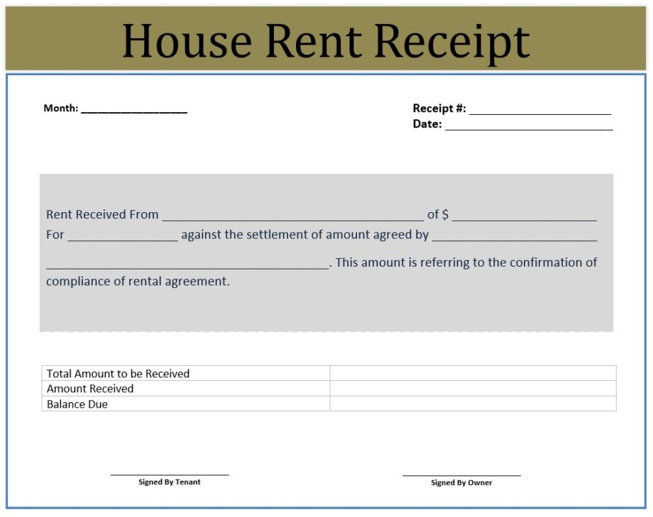 Rent Receipt Template | Free Word & Excel Templates