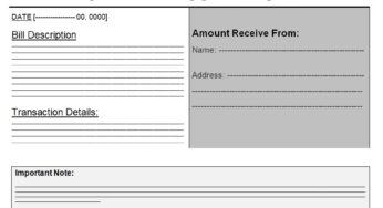 Deposit Receipt Template