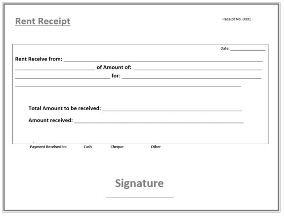 Rent Receipt Template | Free Word & Excel Templates