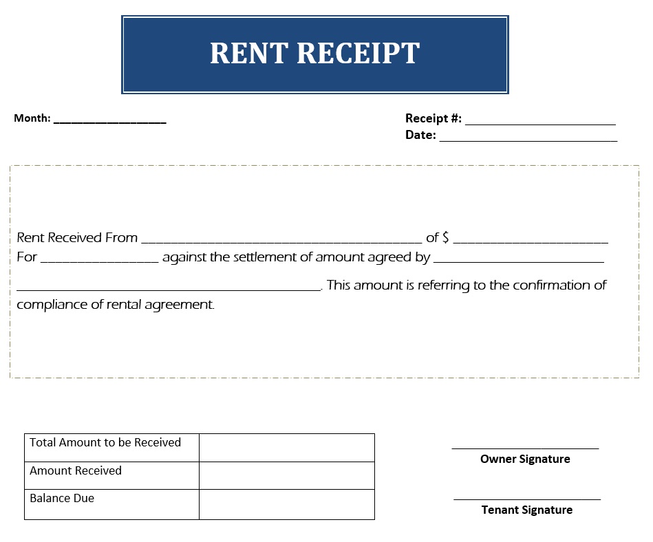 Rent Receipt Template | Free Word & Excel Templates