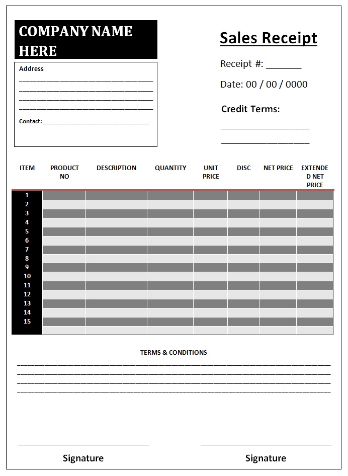 Sales Receipt Template Free Word & Excel Templates