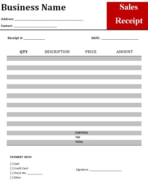 Sales Receipt Format | Free Word & Excel Templates