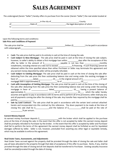 Free Sales Agreement Template Free Word Excel Templates