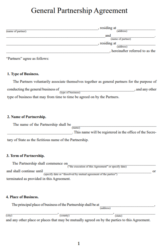 Partnership Agreement Template | Free Word & Excel Templates