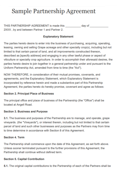 Partnership Agreement Template | Free Word & Excel Templates