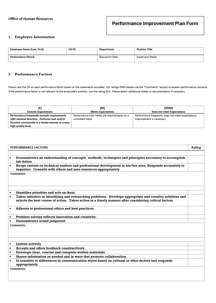 Performance Improvement Plan Template | Free Word & Excel Templates