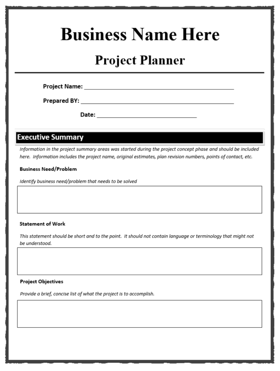 Project Planner Template | Free Word & Excel Templates