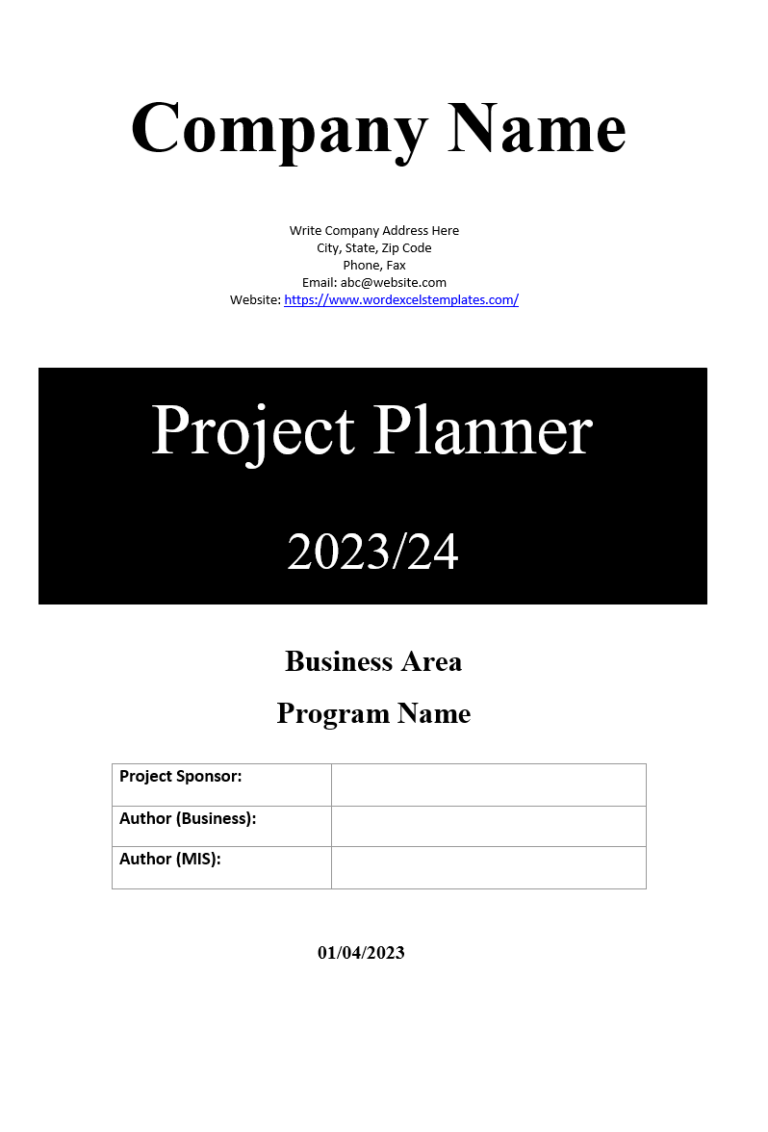 project planner free template