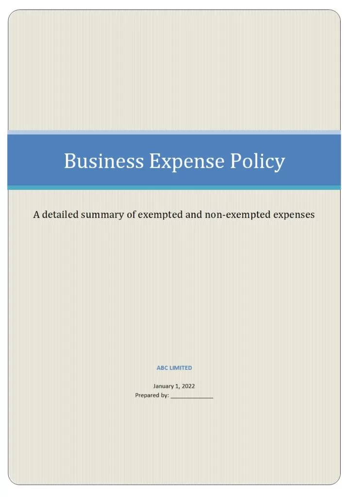 Expense Policy Template Free Word Excel Templates