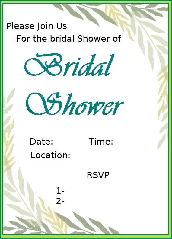 Bridal Shower Invitation Design Template