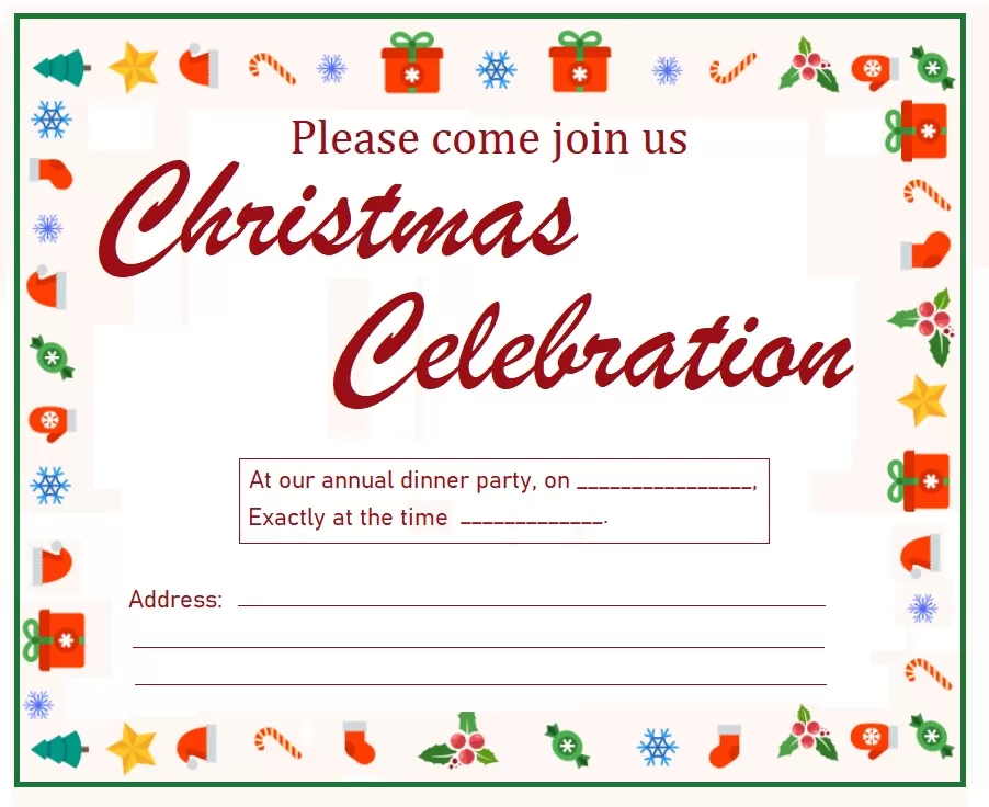 Christmas Celebration Invitation Format