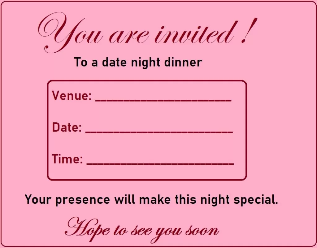 Date Night invitation Sample