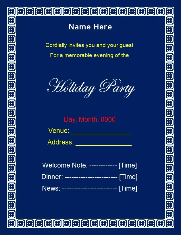 Holiday Party Invitation Template