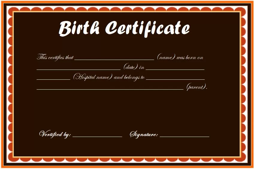 Birth Certificate Example