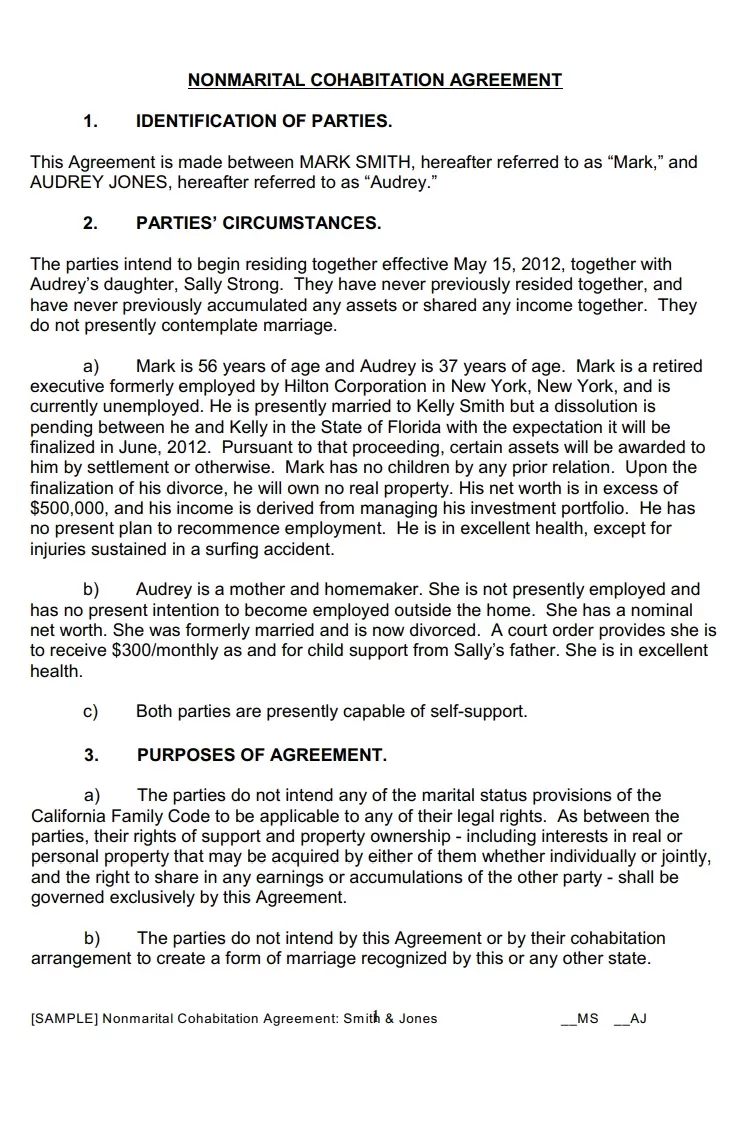 Cohabitation Agreement Template