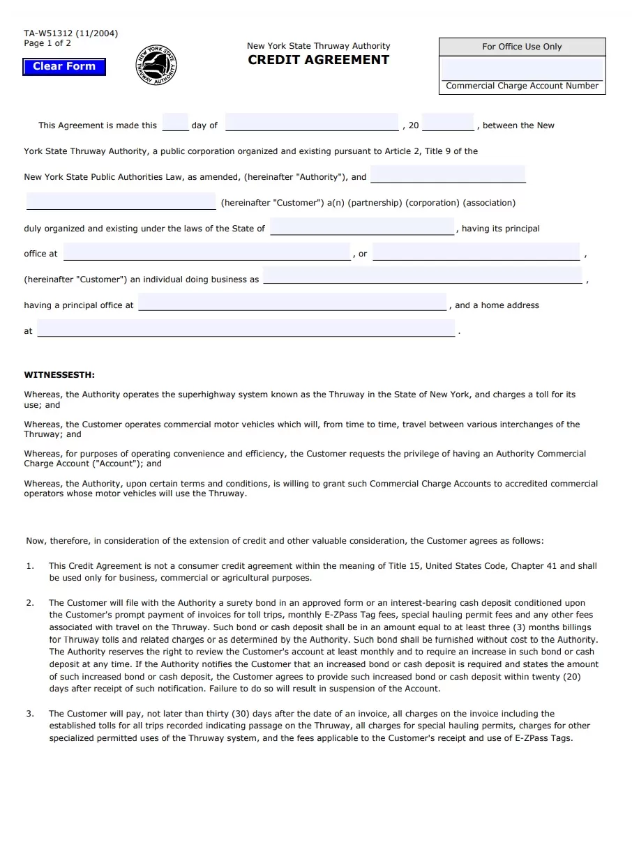 Credit Agreement Template