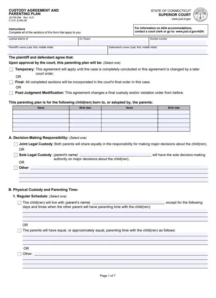 Custody Agreement Template