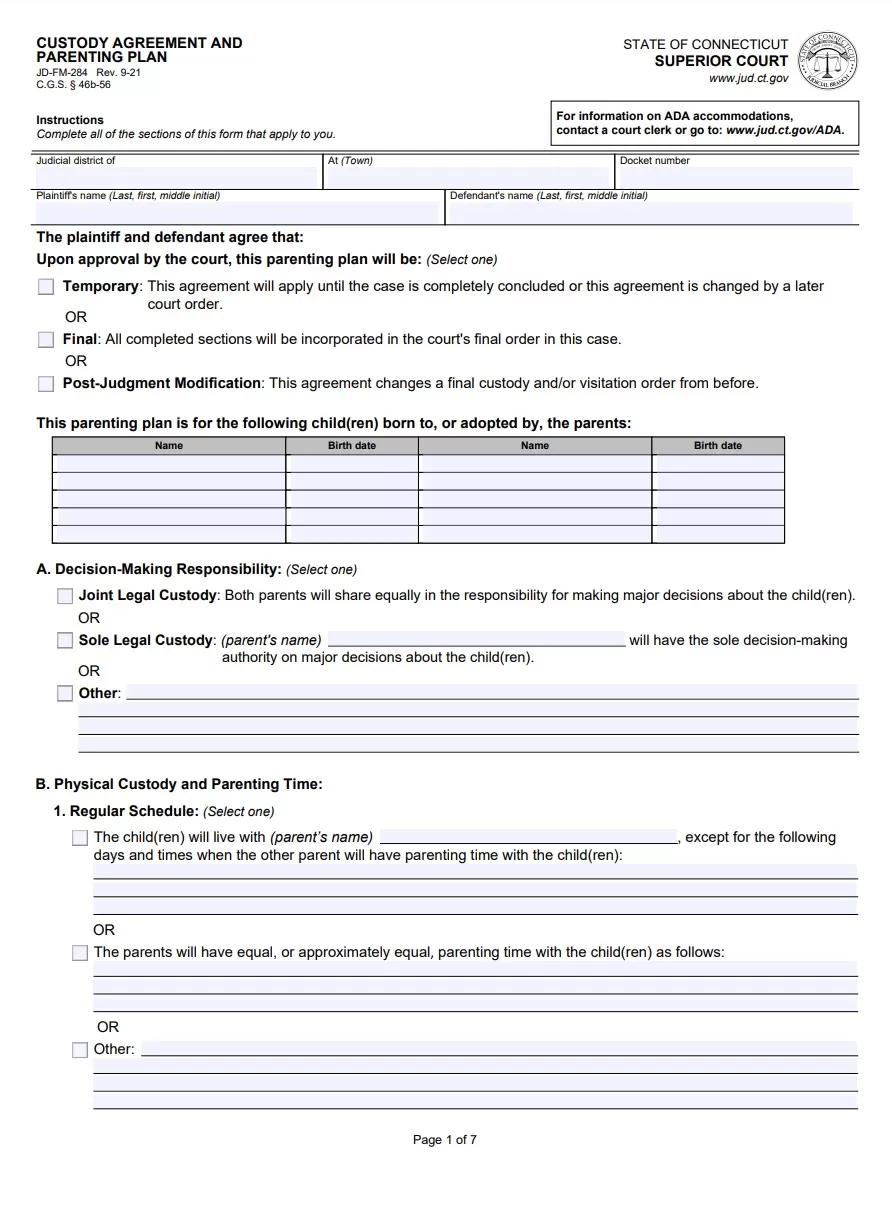 Custody Agreement Template