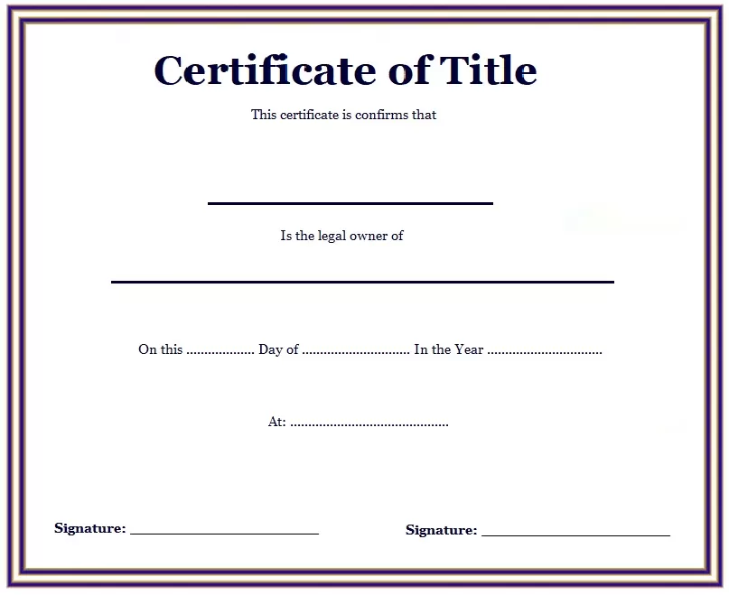Certificate of Title Format