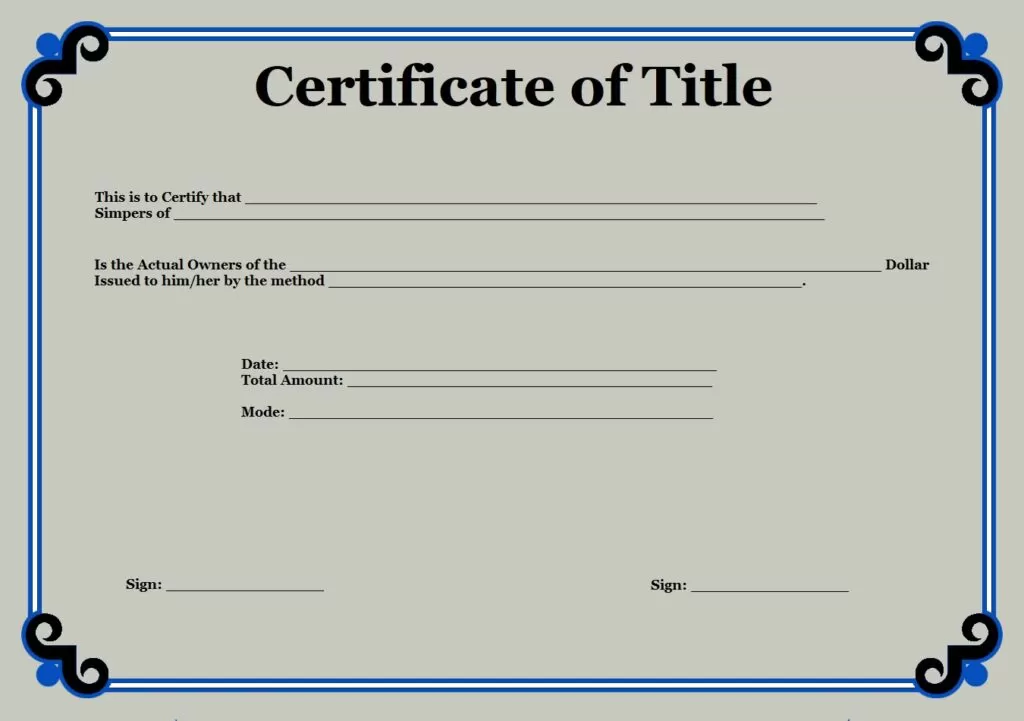Title Confirmation Certificate Template