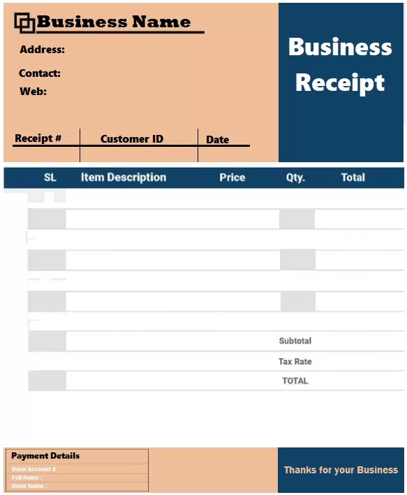 Business Receipt Format