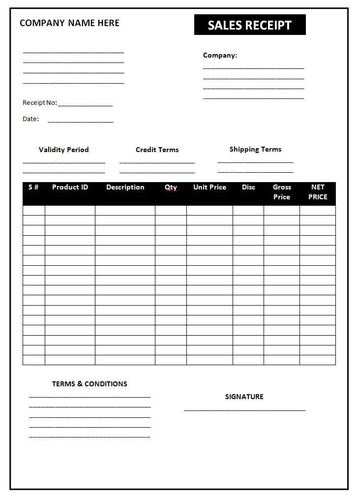 Free Sales Receipt Template