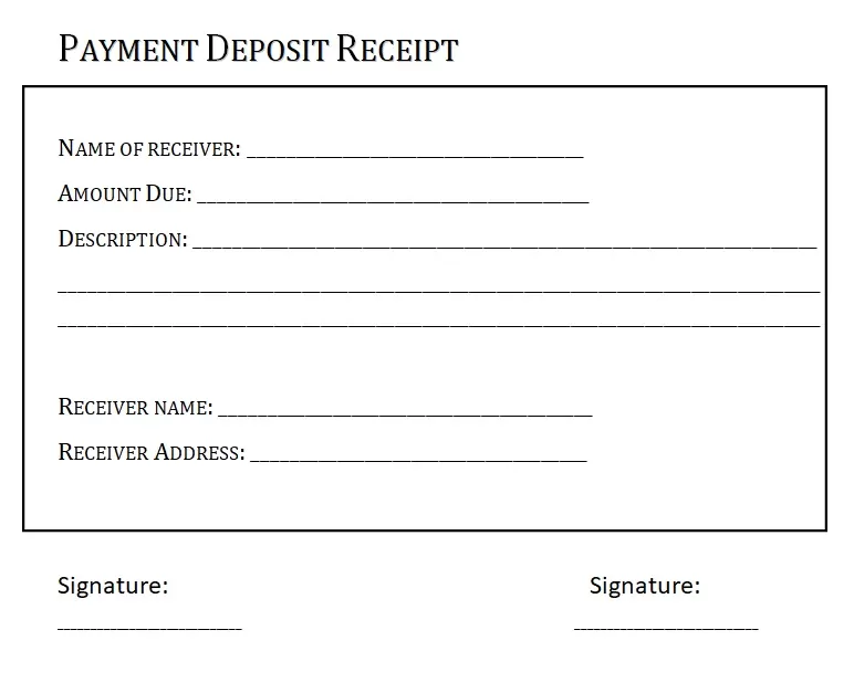 Payment Deposit Receipt Template