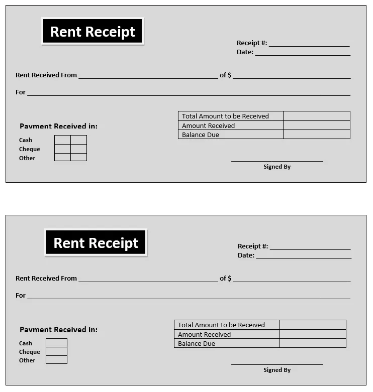 Printable Rent Receipt Template